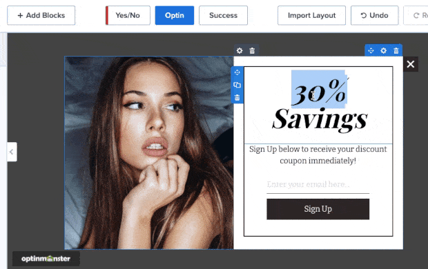 inline editor with shopping template - OptinMonster inline editor with shopping template