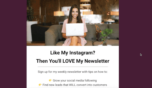 instagram landing page example - OptinMonster instagram landing page example