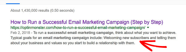 13 title and meta - OptinMonster using keywords for seo in meta descriptions