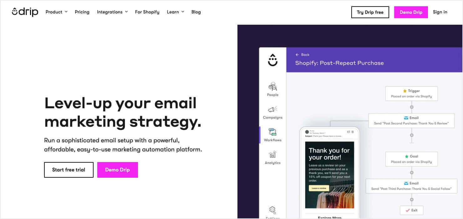 drip-homepage - OptinMonster Drip homepage