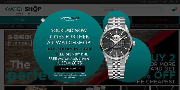 examples of personalized marketing - watchshop - OptinMonster examples of personalized marketing - watchshop