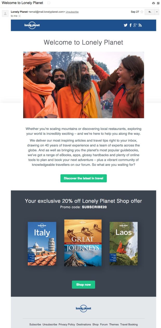 lonely-planet-welcome-email - OptinMonster lonely-planet-welcome-email