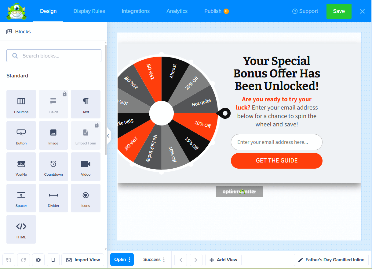 campaign_being_converted_into_inline_11 - OptinMonster Campaign preview updated to show the Inline format, gamified inline campaign ready