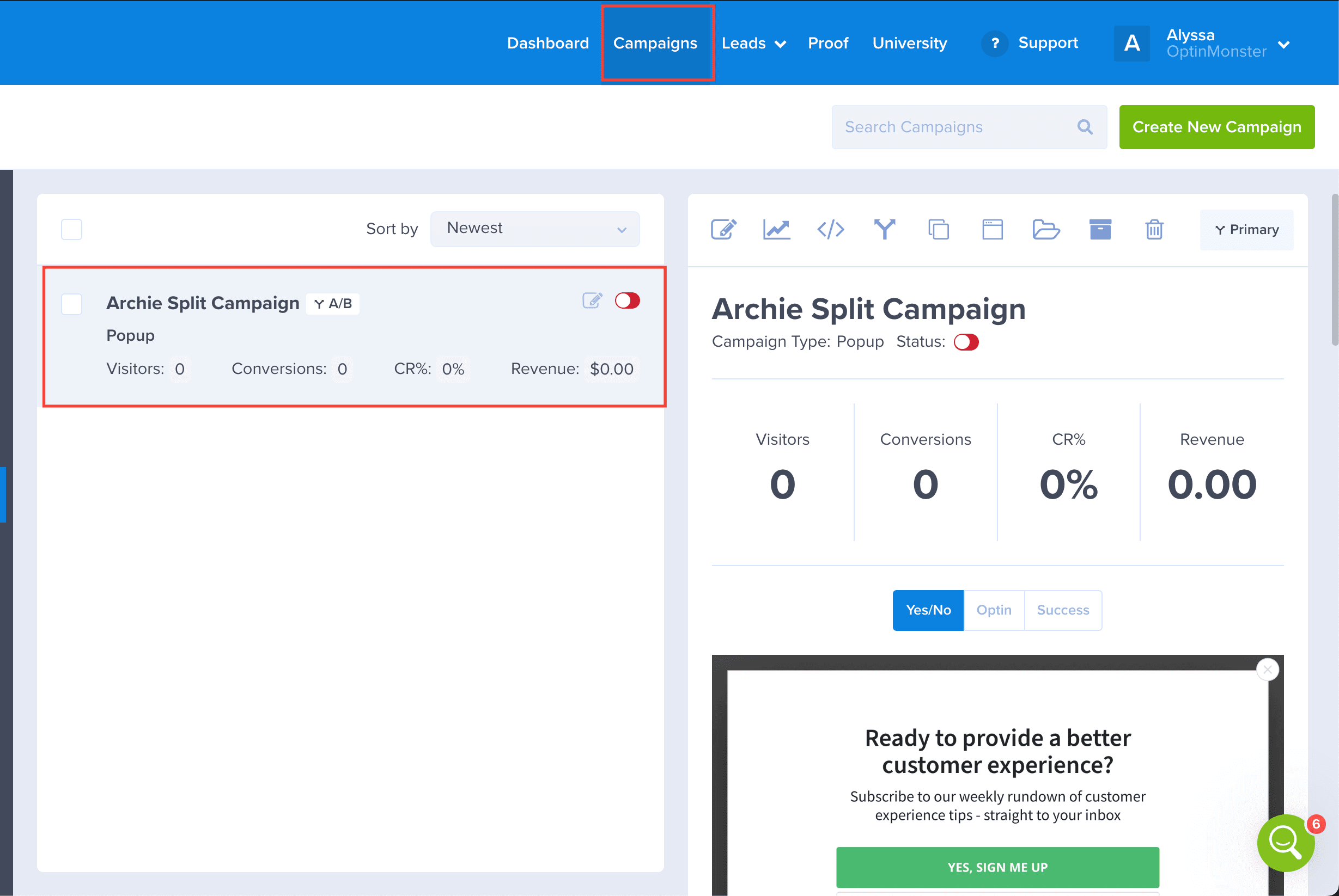 campaignScreen - OptinMonster