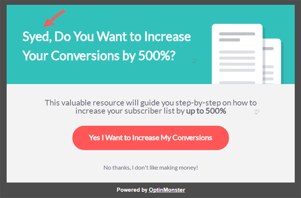 OptinMonster Dynamic Text Replacement Example 1 - OptinMonster OptinMonster Dynamic Text Replacement Example 1