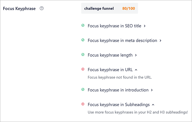 focus keyphrase score - OptinMonster