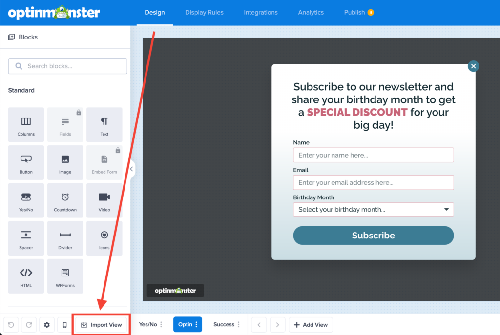 importView - OptinMonster