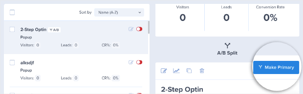 Make Primary in AB test-min - OptinMonster Make Primary in AB test