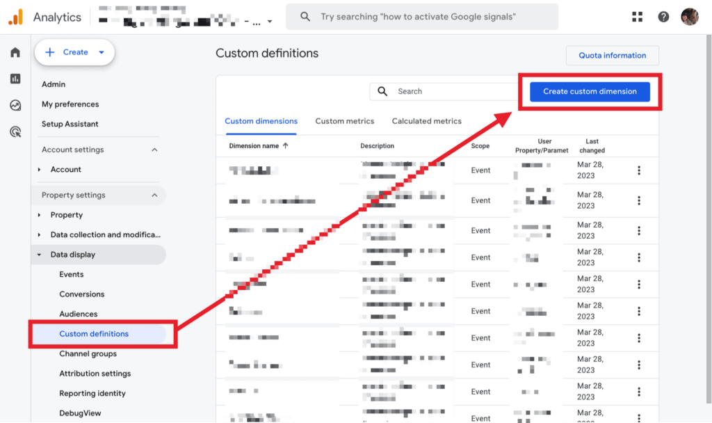 Create a new Custom Dimension