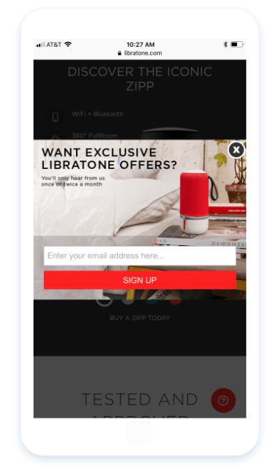 Libratone targeted mobile users with an optin. - OptinMonster Libratone targeted mobile users with an optin.