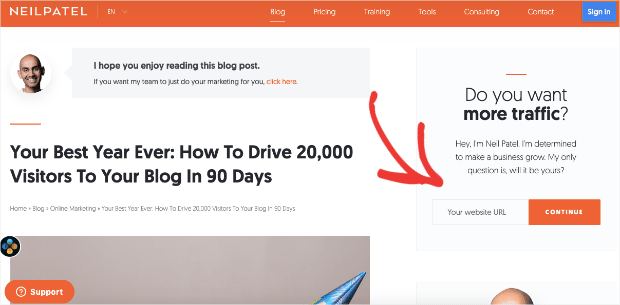 neil patel sidebar form example-min - OptinMonster neil patel sidebar form example-min