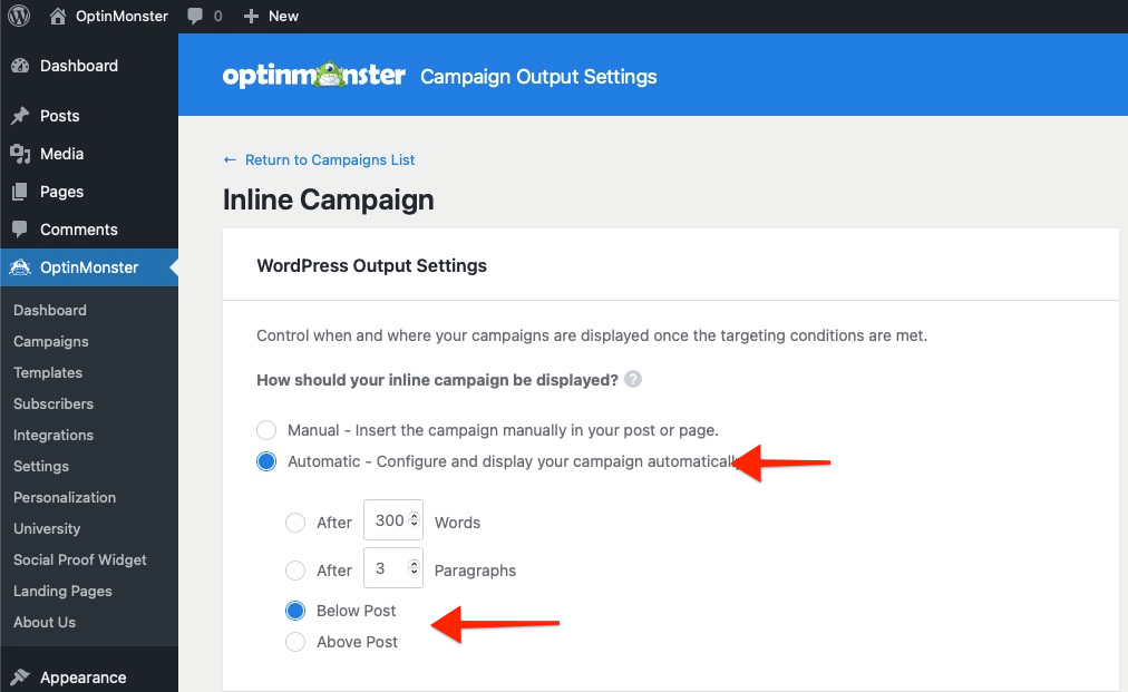 automatic inline optinmonster plugin - OptinMonster automatic inline optinmonster plugin