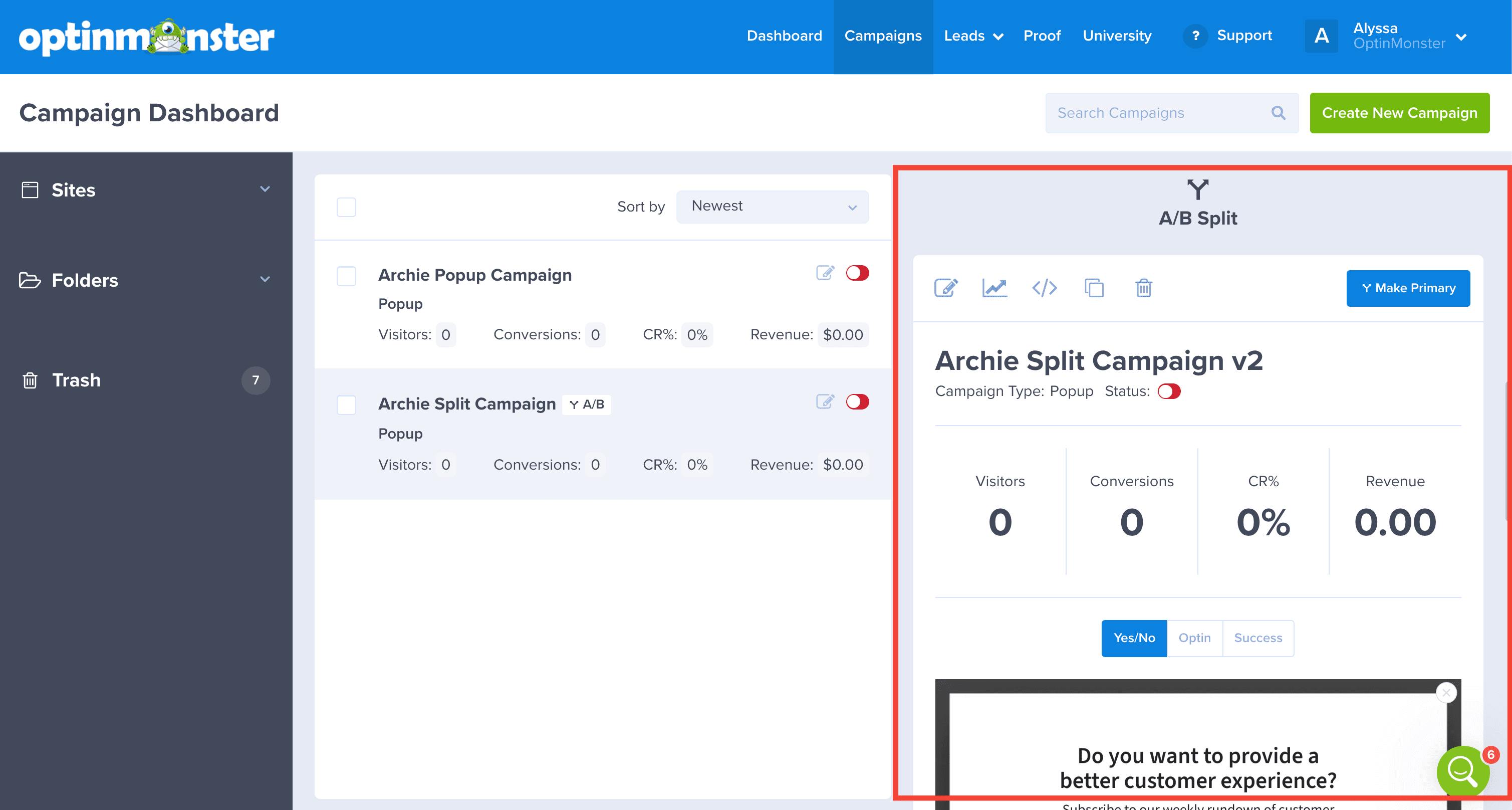 Select Child Campaign - OptinMonster
