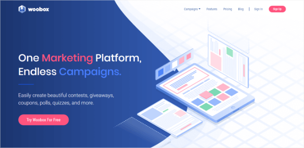 woobox-online-giveaway-tools - OptinMonster woobox online giveaway creator homepage