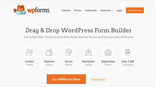 wpforms-homepage-best-wordpress-form-builder - OptinMonster Homepage of WPForms- the best WordPress form plugin